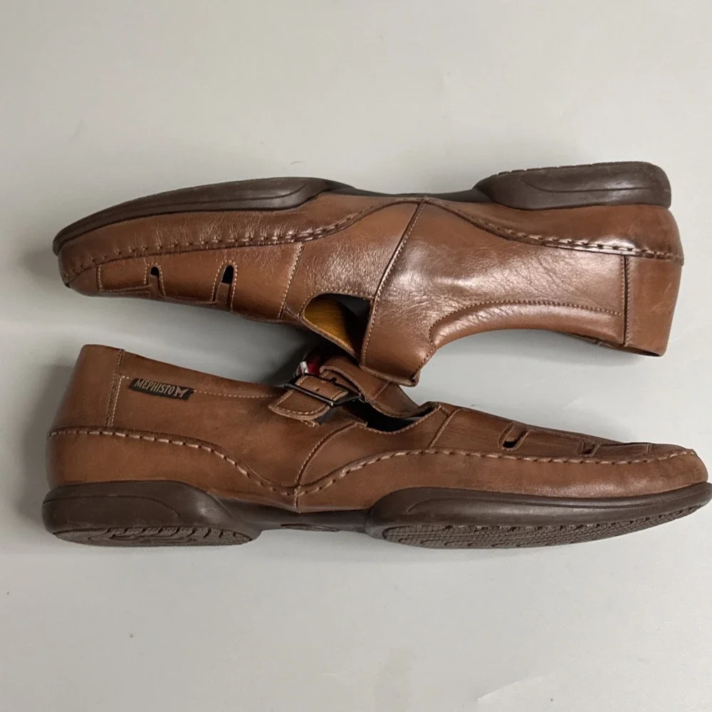 Mephisto Tarek Hazelnut Men's Size US 13 (UK 12.5)Fisherman Leather Brown Sandal